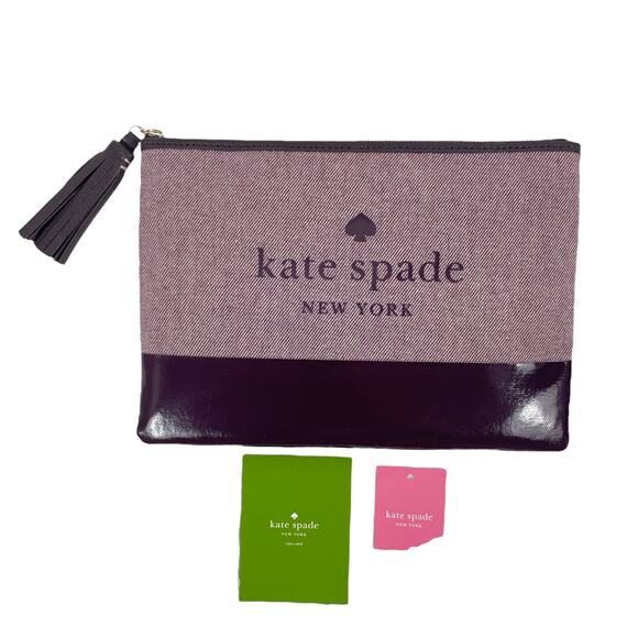 Kate Spade Large Tassel Zip Pouch Clutch Bag Purse Red - Picture 1 of 9